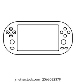 Illustration showing a black handheld game console icon on a white background