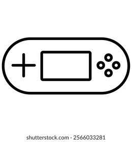 Illustration showing a black handheld game console icon on a white background