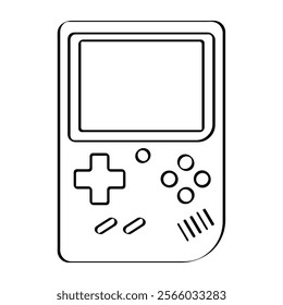 Illustration showing a black handheld game console icon on a white background