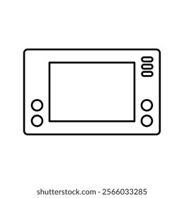 Illustration showing a black handheld game console icon on a white background