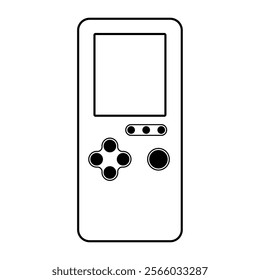 Illustration showing a black handheld game console icon on a white background