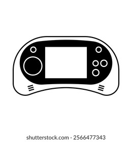 Illustration showing a black handheld game console icon on a white background