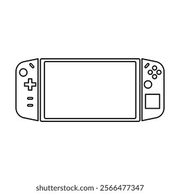 Illustration showing a black handheld game console icon on a white background