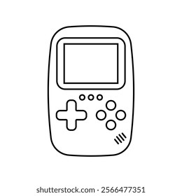 Illustration showing a black handheld game console icon on a white background