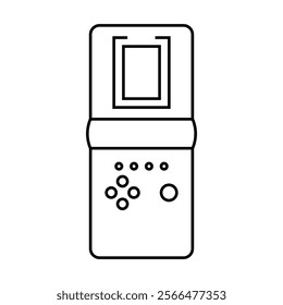 Illustration showing a black handheld game console icon on a white background