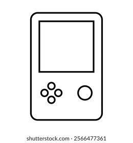 Illustration showing a black handheld game console icon on a white background