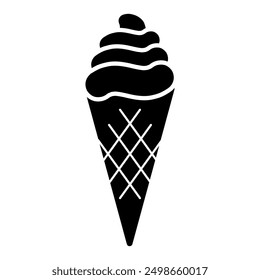 Illustration showing a black ice cream icon on a white background