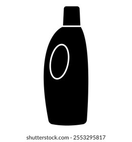 Illustration showing a black icon of cleaning products on a white background