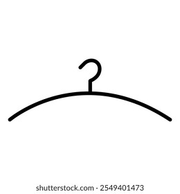 
Illustration showing a black icon of a clothes hanger in a closet, isolated on a white background