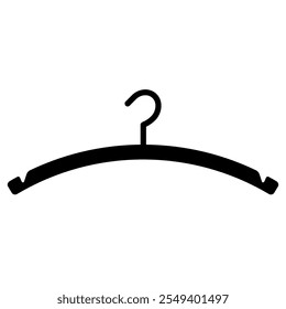 
Illustration showing a black icon of a clothes hanger in a closet, isolated on a white background