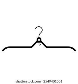 
Illustration showing a black icon of a clothes hanger in a closet, isolated on a white background