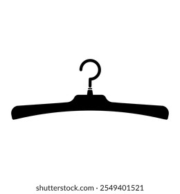 
Illustration showing a black icon of a clothes hanger in a closet, isolated on a white background