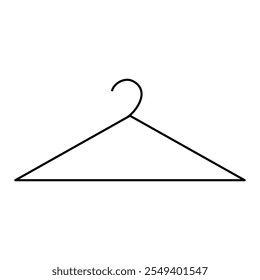 
Illustration showing a black icon of a clothes hanger in a closet, isolated on a white background