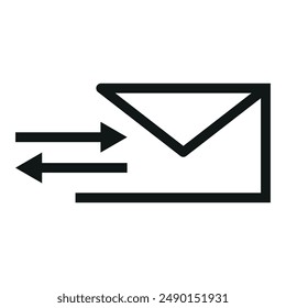 An illustration showing a black icon of an envelope with a letter on a white background. Mail