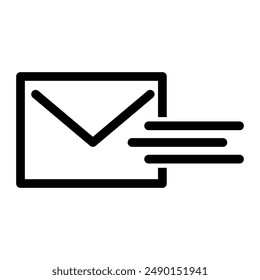 Eine Abbildung, die ein schwarzes Symbol eines Umschlags mit einem Buchstaben auf weißem Hintergrund zeigt. Post