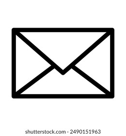 Ilustración que muestra un icono negro de un sobre con una letra sobre un fondo blanco. Correo