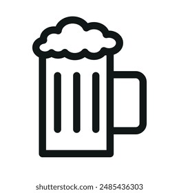 Illustration showing a black icon of a glass of beer on a white background