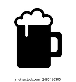 Illustration showing a black icon of a glass of beer on a white background