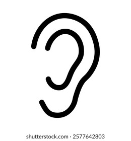 
Illustration showing a black icon of a human ear (hearing) on ​​a white background