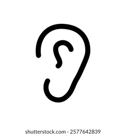 
Illustration showing a black icon of a human ear (hearing) on ​​a white background