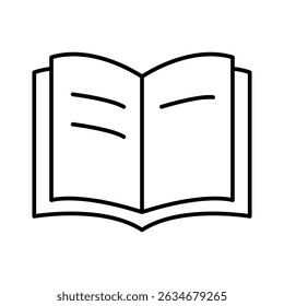 Illustration showing a black icon of an open book on a white background