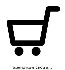 Illustration showing a black icon of a shopping cart from a market on a white background