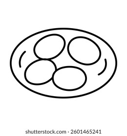 
Illustration showing a black icon of traditional Russian boiled potatoes on a white background