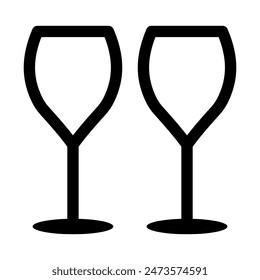 Ilustración que muestra un icono negro de dos copas de vino sobre un fondo blanco