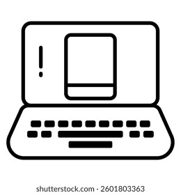 
Illustration showing a black laptop icon on a white background