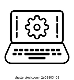 
Illustration showing a black laptop icon on a white background