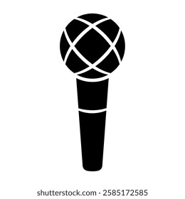 Illustration showing a black microphone icon on a white background