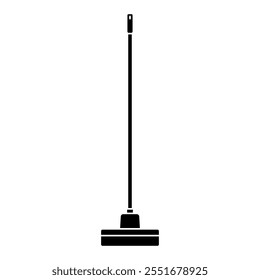 Illustration showing a black mop icon for cleaning the floor, on a white background