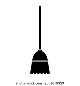 Illustration showing a black mop icon for cleaning the floor, on a white background