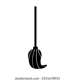 Illustration showing a black mop icon for cleaning the floor, on a white background