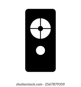 Illustration showing a black remote control icon on a white background