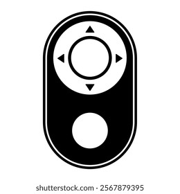 Illustration showing a black remote control icon on a white background