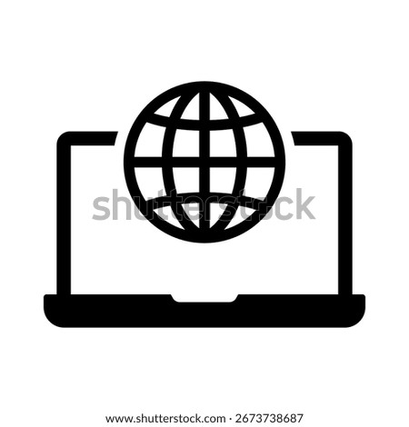 Illustration showing black remote work icon, from home, on white background