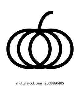 Una ilustración que muestra un icono negro de calabaza de miedo sobre un fondo blanco. Para Halloween