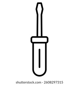Illustration showing a black screwdriver icon on a white background