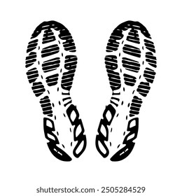 Illustration showing a black shoe sole icon on a white background