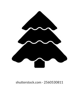 
Illustration showing a black simple Christmas tree icon on a white background