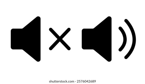 
Illustration showing a black sound icon on a white background