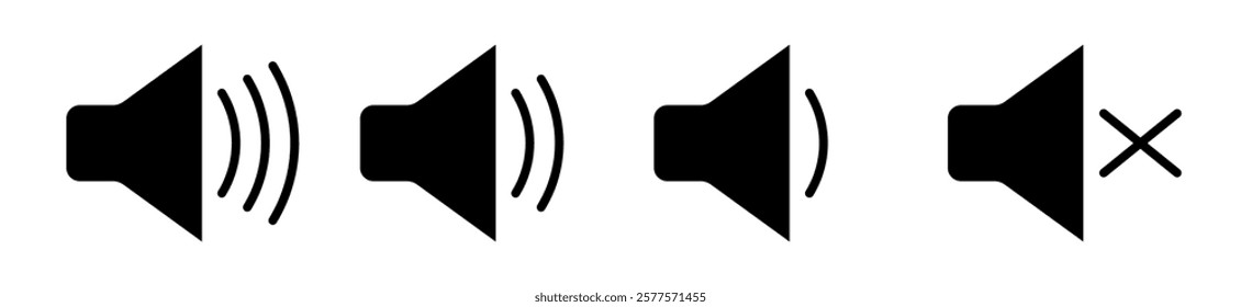Illustration showing a black sound icon on a white background
