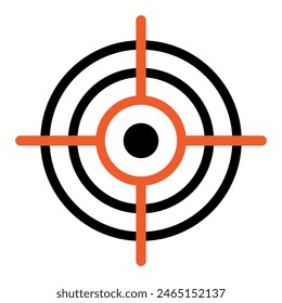 
Illustration showing a black target icon with orange shooting inserts on a white background