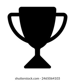 Illustration showing a black winner cup icon on a white background