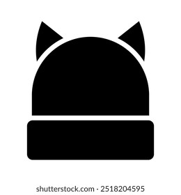 Illustration showing a black winter hat icon on a white background