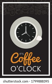 Illustration showing a clock and reading coffee O'clock