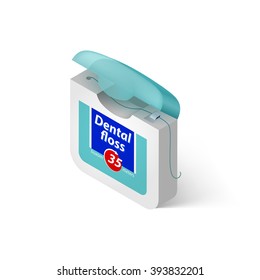 Illustration Showing in a Dental Floss on White