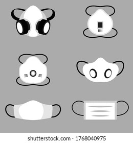 illustration showing different type of face masks