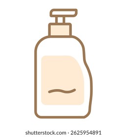 Illustration showing hair shampoo icon with color elements on white background